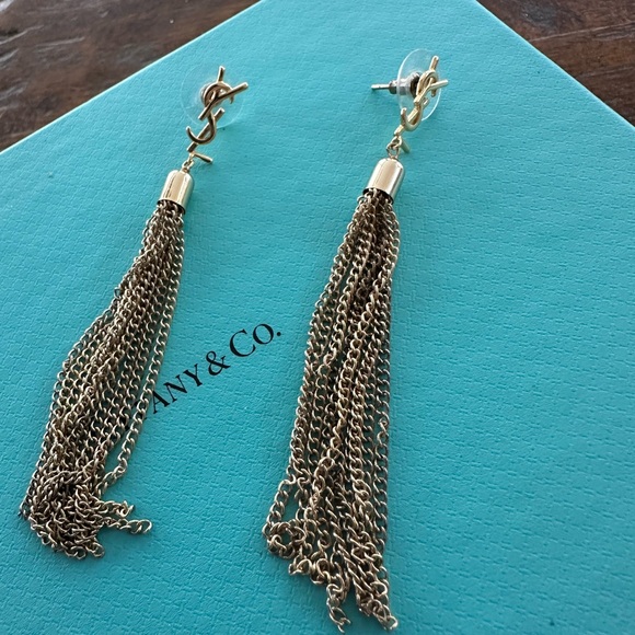 Saint LaurentYSL LouLou Chain Tassel Earrings — Gold Tone
